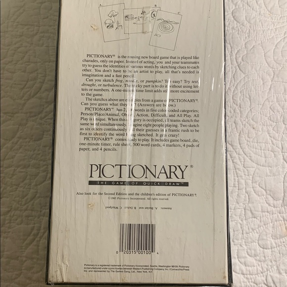 Pictionary (1987) First Edition Board Game NEW Sealed The Game of Quick Draw - Picture 6 of 11